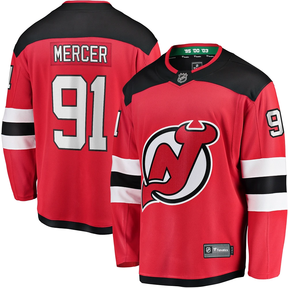 Maillot Breakaway à domicile des Devils du New Jersey Fanatics Dawson Mercer rouge pour hommes