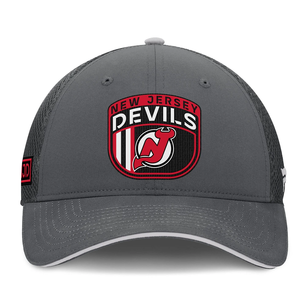 Men's Fanatics Gray New Jersey Devils Authentic Pro Home Ice Trucker Adjustable Hat