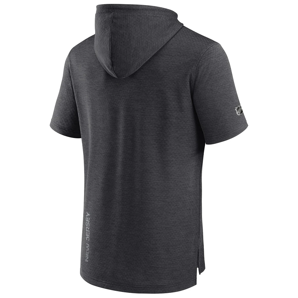 Sweat à capuche authentique Pro Fanatics Heather Charcoal New Jersey Devils pour homme