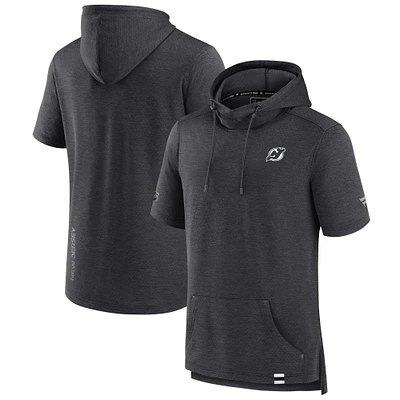 Sweat à capuche authentique Pro Fanatics Heather Charcoal New Jersey Devils pour homme
