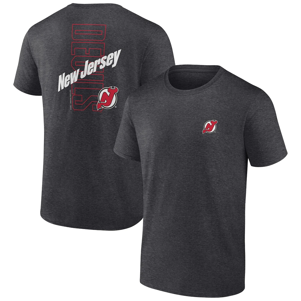 T-shirt Backbone des Devils du New Jersey Fanatics Heather Charcoal pour hommes