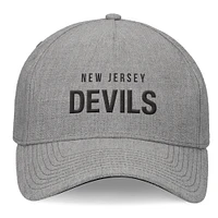 Men's Fanatics Heather Gray New Jersey Devils Elements A-Frame Leather Strapback Hat