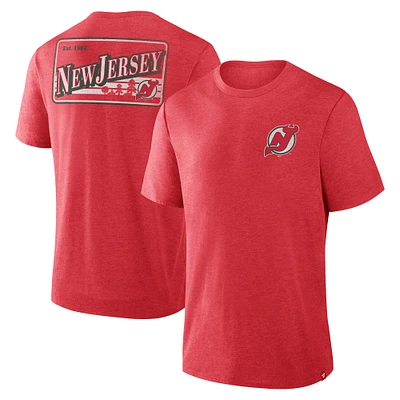 T-shirt tri-blend Fan Lanes des Devils du New Jersey pour hommes, rouge chiné, Fanatics