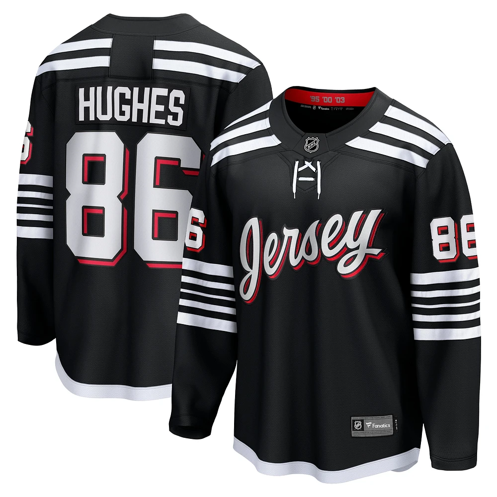 Maillot de joueur alternatif Premier Breakaway des Devils du New Jersey Jack Hughes pour hommes Fanatics Black