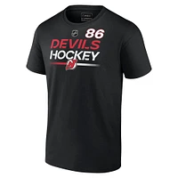 T-shirt noir avec nom et numéro Fanatics Jack Hughes des Devils du New Jersey Authentic Pro Prime pour hommes