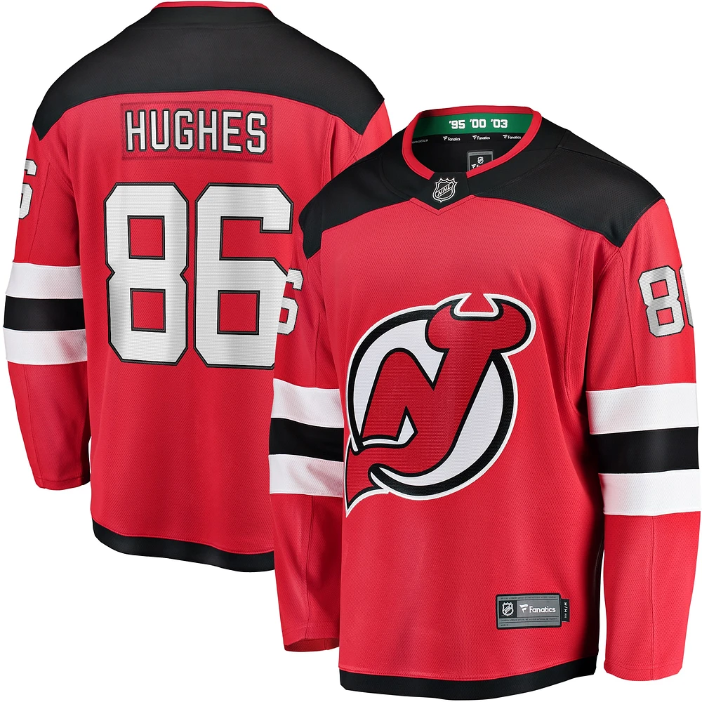 Maillot de joueur échappé des Devils du New Jersey Fanatics Jack Hughes rouge pour hommes