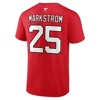 T-shirt authentique pour homme avec nom et numéro Stack des New Jersey Devils de Jacob Markstrom, rouge