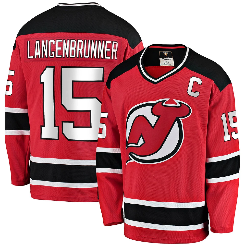 Fanatics pour hommes Jamie Langenbrunner Rouge New Jersey Devils Premier Breakaway Maillot de joueur retraité