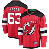 Maillot de joueur échappé à domicile Fanatics Jesper Bratt rouge des Devils du New Jersey pour hommes