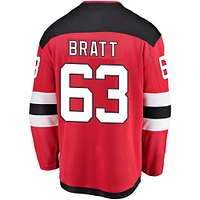 Men's Fanatics Jesper Bratt Red New Jersey Devils Home Breakaway Player