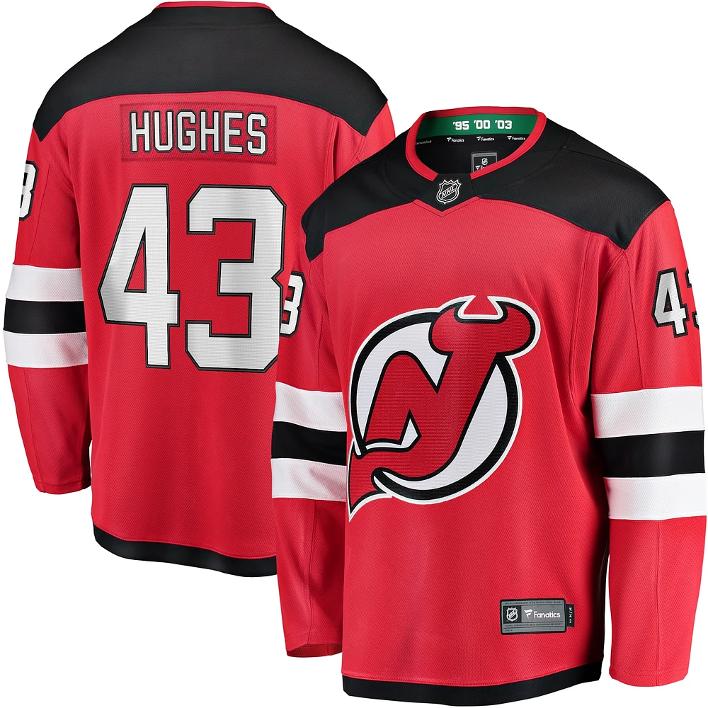 Men's Fanatics Luke Hughes Red New Jersey Devils Home Breakaway Player