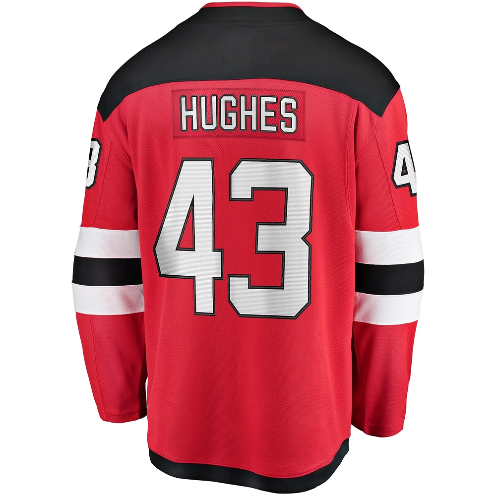 Men's Fanatics Luke Hughes Red New Jersey Devils Home Breakaway Player