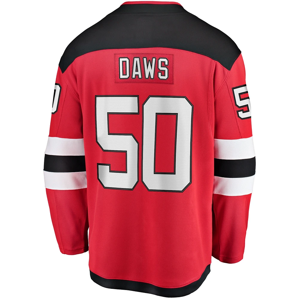 Maillot de joueur échappé à domicile des Devils du New Jersey Fanatics Nico Daws rouge pour hommes