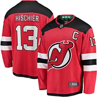 Men's Fanatics Nico Hischier Red New Jersey Devils Captain Patch Home Breakaway