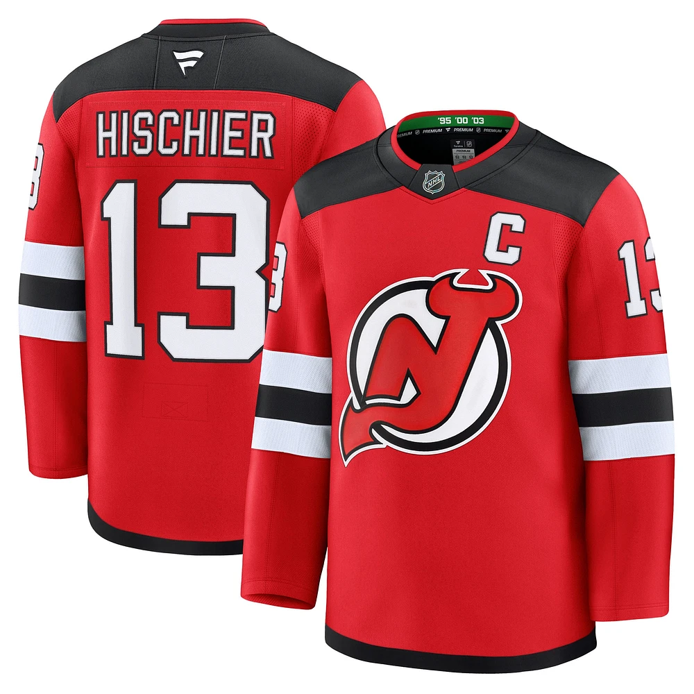 Maillot domicile rouge premium des New Jersey Devils de Nico Hischier pour hommes Fanatics