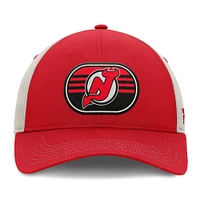 Men's  Fanatics  Red/Gray New Jersey Devils 2025 Stanley Cup Playoffs Locker Room Trucker Adjustable Hat