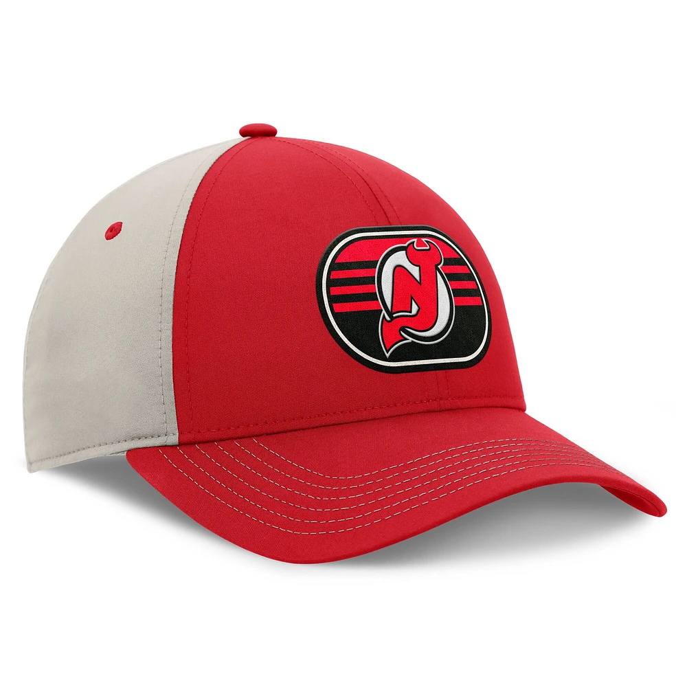 Men's  Fanatics  Red/Gray New Jersey Devils 2025 Stanley Cup Playoffs Locker Room Trucker Adjustable Hat