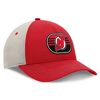 Men's  Fanatics  Red/Gray New Jersey Devils 2025 Stanley Cup Playoffs Locker Room Trucker Adjustable Hat