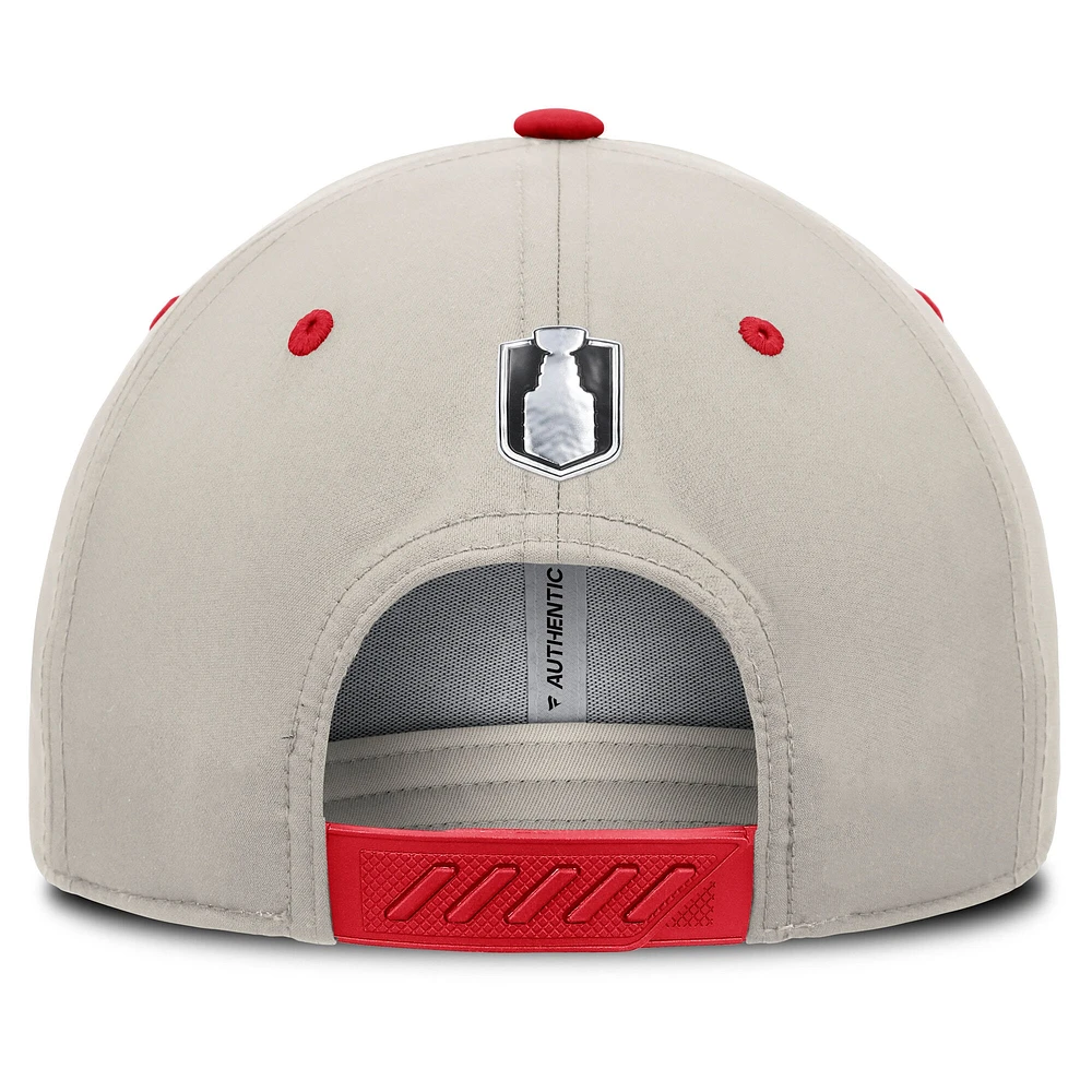 Men's  Fanatics  Red/Gray New Jersey Devils 2025 Stanley Cup Playoffs Locker Room Trucker Adjustable Hat