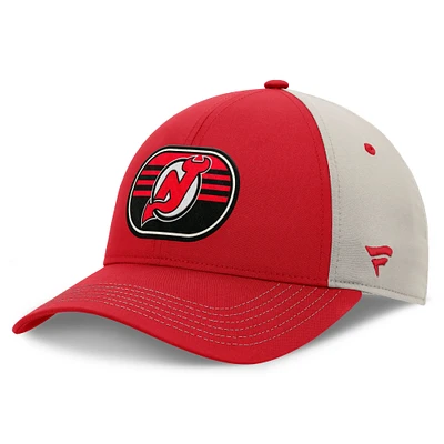 Men's  Fanatics  Red/Gray New Jersey Devils 2025 Stanley Cup Playoffs Locker Room Trucker Adjustable Hat