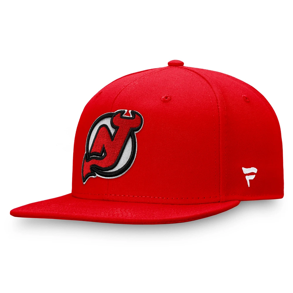 Casquette Snapback avec logo principal Core Red New Jersey Devils Fanatics pour hommes