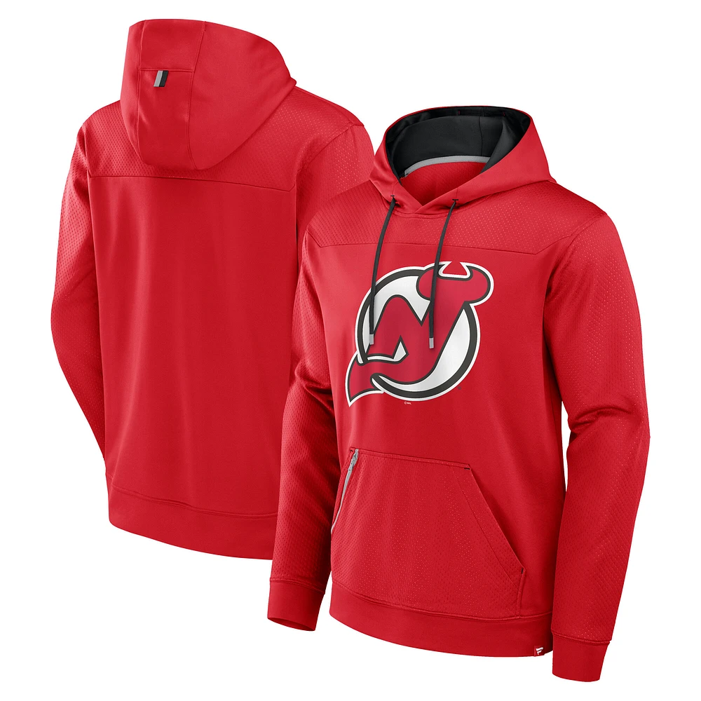 Men's Fanatics  Red New Jersey Devils Defender Pullover Hoodie