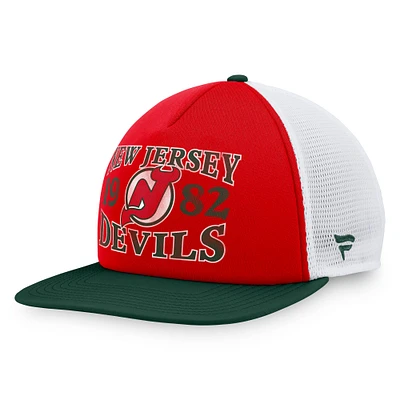 Casquette de camionneur ajustable en mousse rouge New Jersey Devils Heritage pour hommes Fanatics