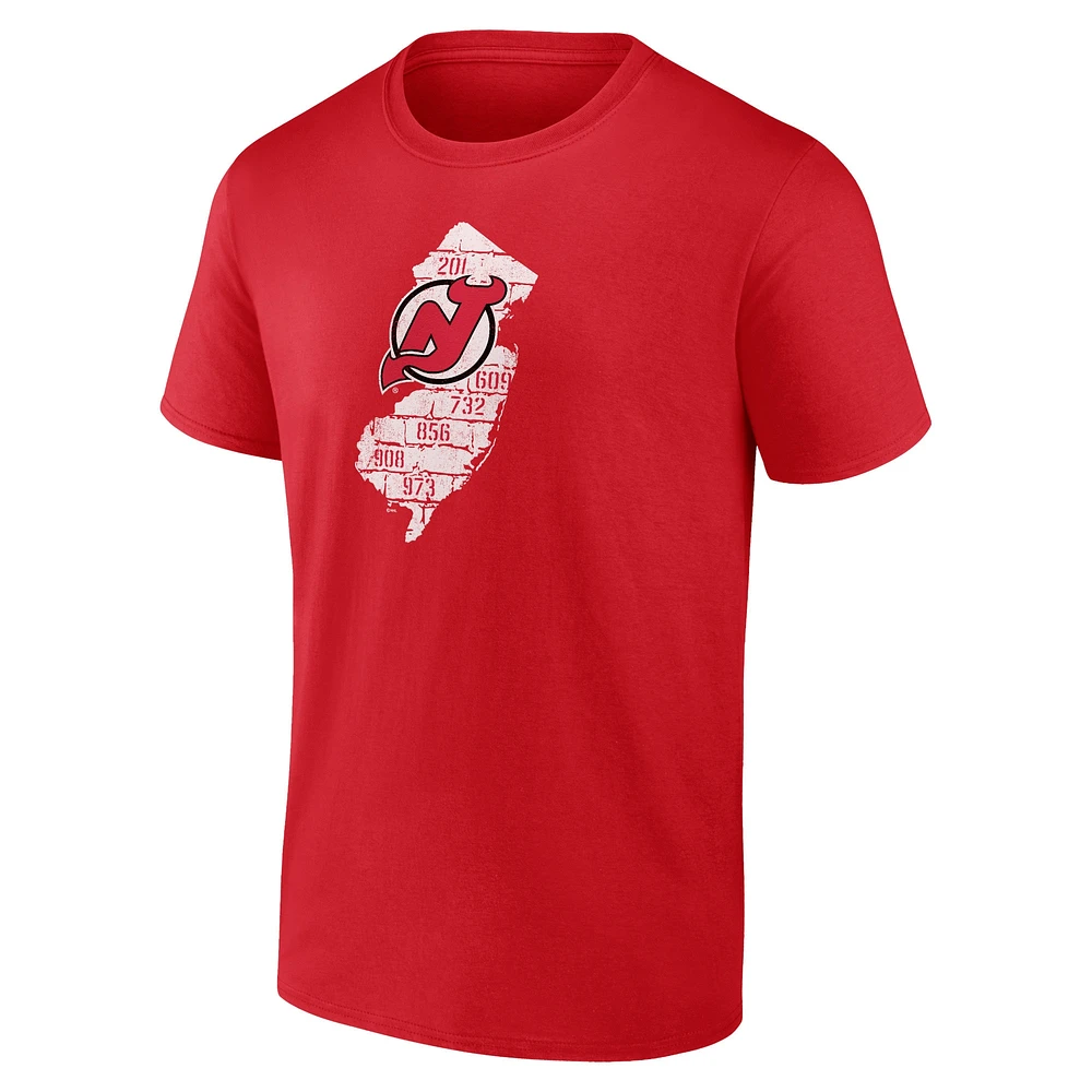 T-shirt local rouge Fanatics des Devils du New Jersey pour hommes