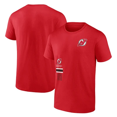 T-shirt rouge fanatiques pour hommes des Devils du New Jersey représentent