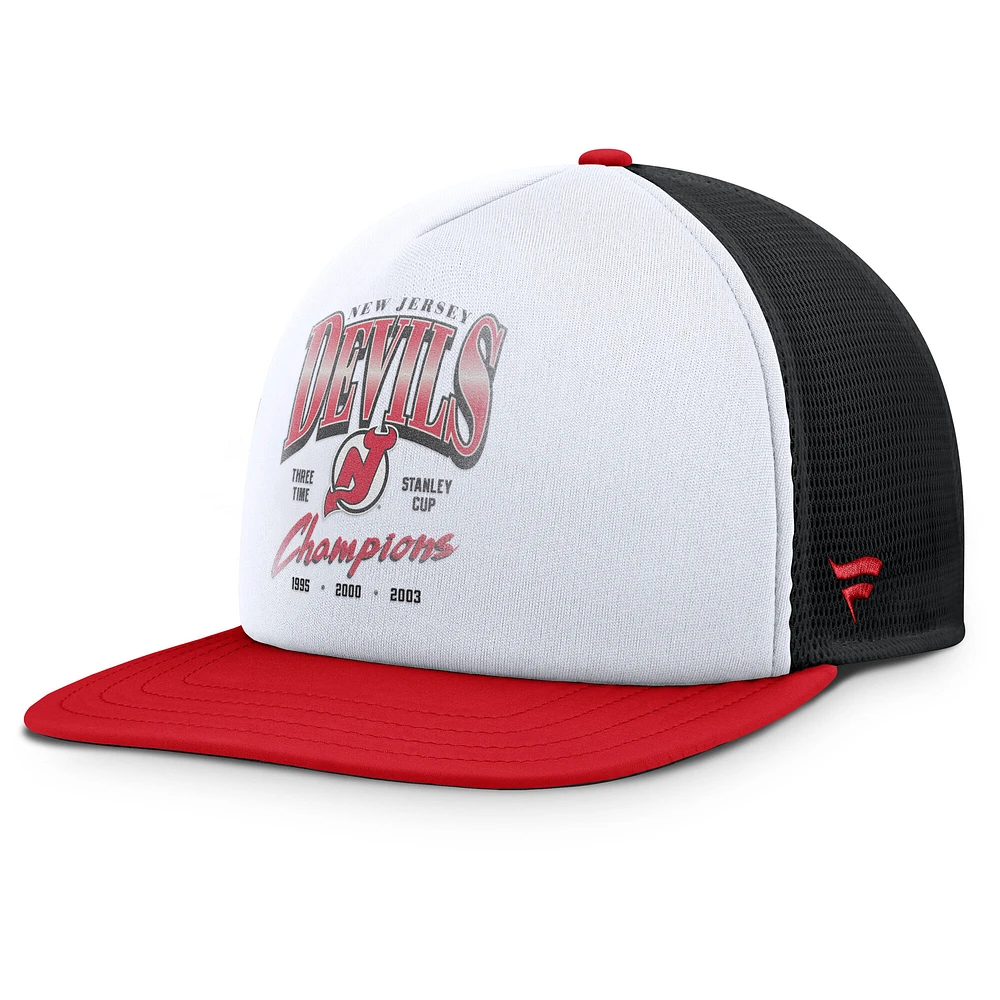 Casquette snapback en mousse blanche/rouge pour hommes Fanatics New Jersey Devils Decades Collection