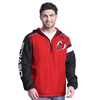 Veste à capuche demi-zip latéral G-III Sports by Carl Banks pour homme, rouge/noir, New Jersey Devils