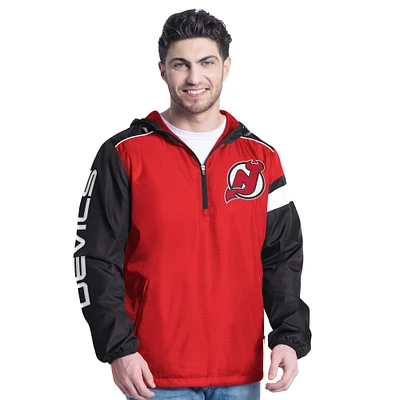 Veste à capuche demi-zip latéral G-III Sports by Carl Banks pour homme, rouge/noir, New Jersey Devils