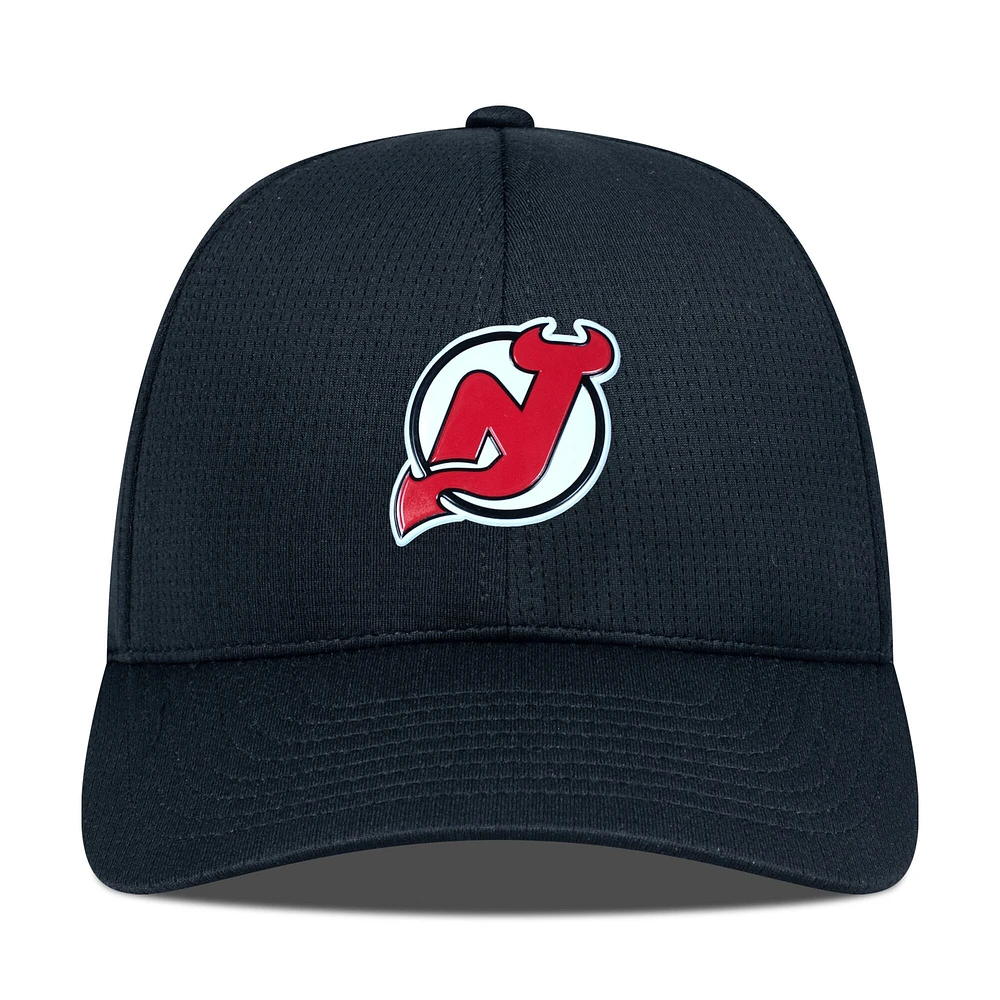 Casquette ajustable structurée Zephyr Insignia Core pour homme de Levelwear, noire, New Jersey Devils
