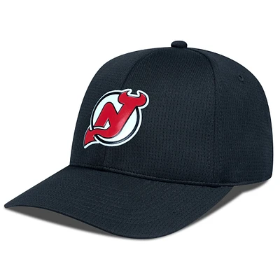 Casquette ajustable structurée Zephyr Insignia Core pour homme de Levelwear, noire, New Jersey Devils