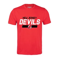 T-shirt rouge avec nom et numéro de joueur des Devils du New Jersey Jack Hughes Levelwear pour hommes