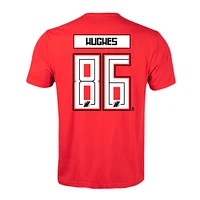 T-shirt rouge avec nom et numéro de joueur des Devils du New Jersey Jack Hughes Levelwear pour hommes