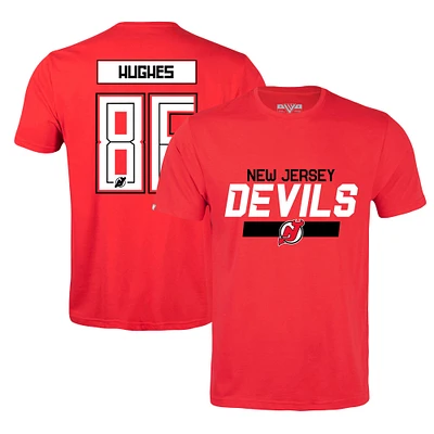 T-shirt rouge avec nom et numéro de joueur des Devils du New Jersey Jack Hughes Levelwear pour hommes