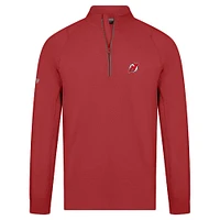 Men's Levelwear Red New Jersey Devils Theory Insignia Core Raglan Quarter-Zip Pullover Top