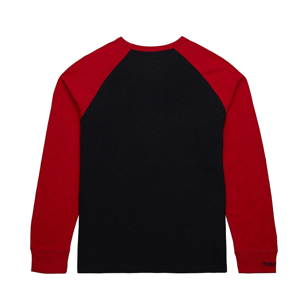 T-shirt à manches longues raglan noir/rouge pour homme Mitchell & Ness New Jersey Devils Legendary Slub