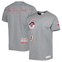 T-shirt de la collection Devils City du New Jersey gris chiné Mitchell & Ness pour hommes