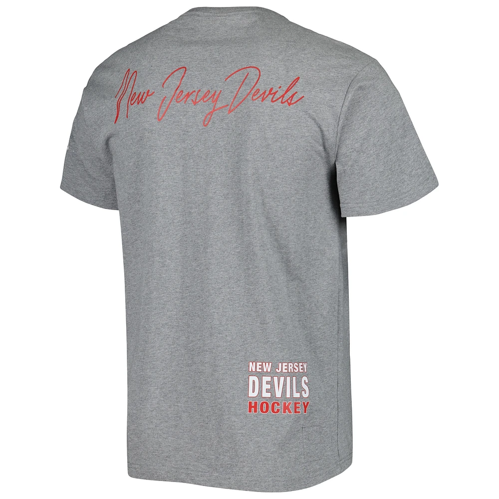 T-shirt de la collection Devils City du New Jersey gris chiné Mitchell & Ness pour hommes