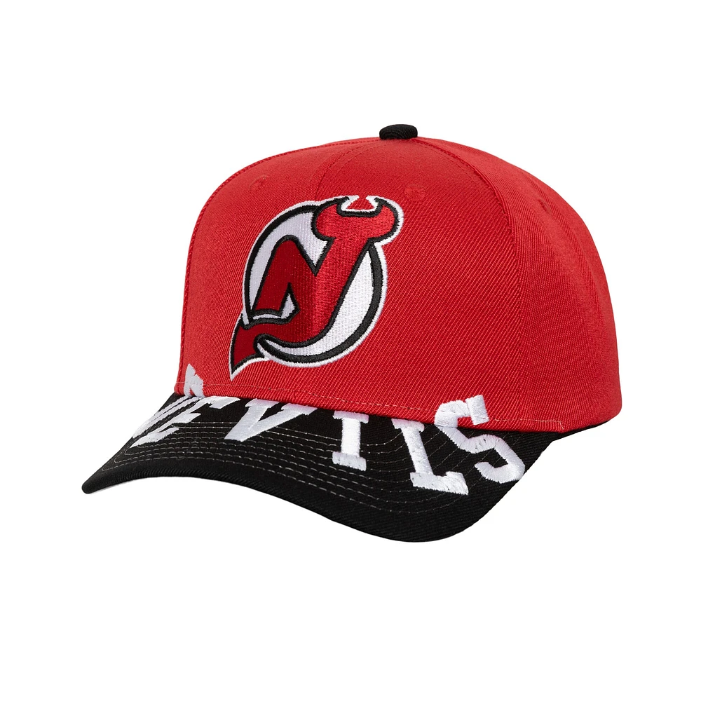 Casquette snapback bicolore Mitchell & Ness rouge/noir pour homme, New Jersey Devils Underarch Pro Crown