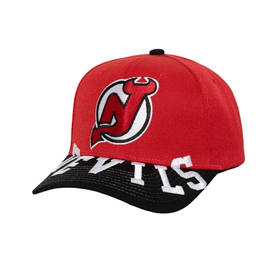 Casquette snapback bicolore Mitchell & Ness rouge/noir pour homme, New Jersey Devils Underarch Pro Crown