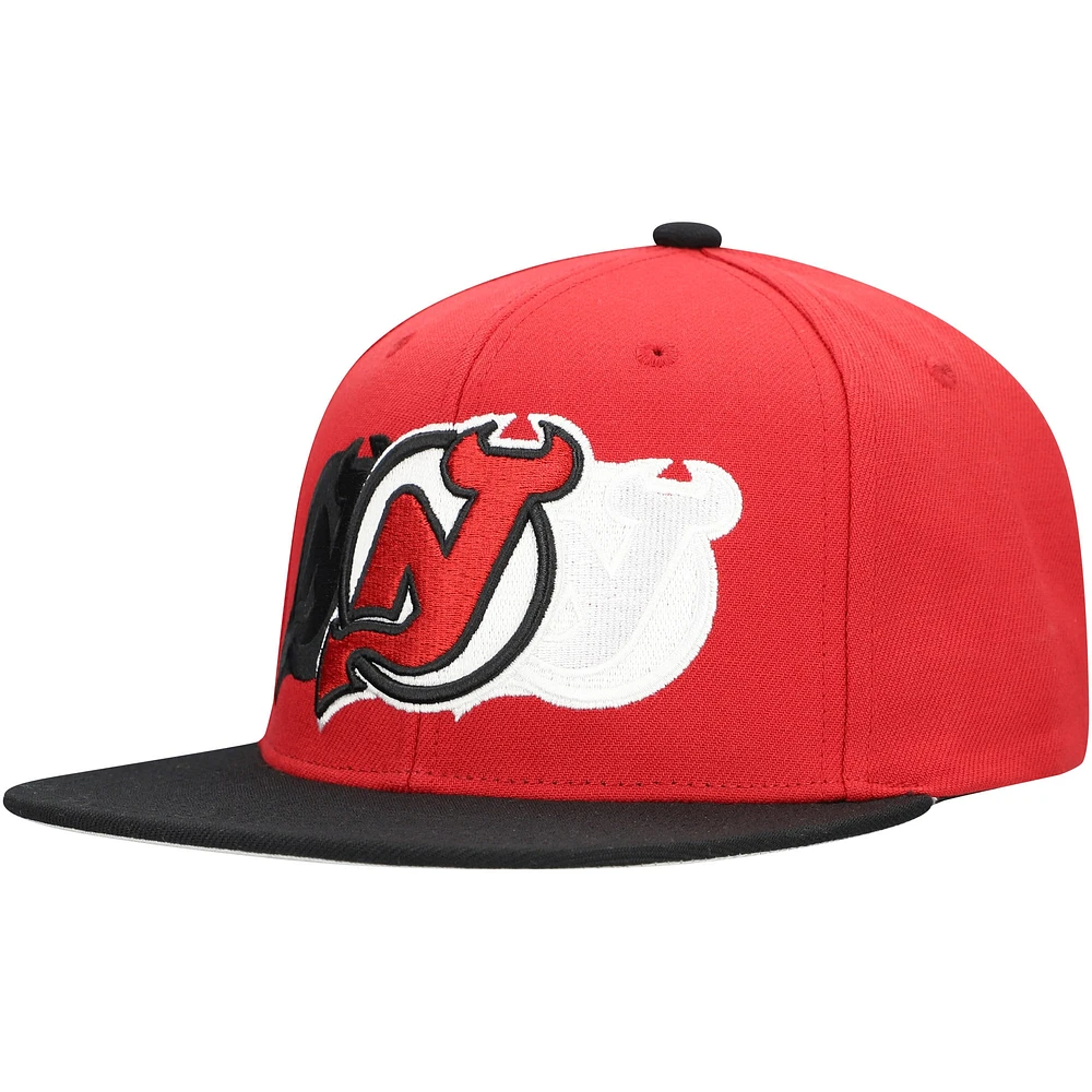 Casquette snapback triple up Soul des Devils du New Jersey pour homme Mitchell & Ness rouge