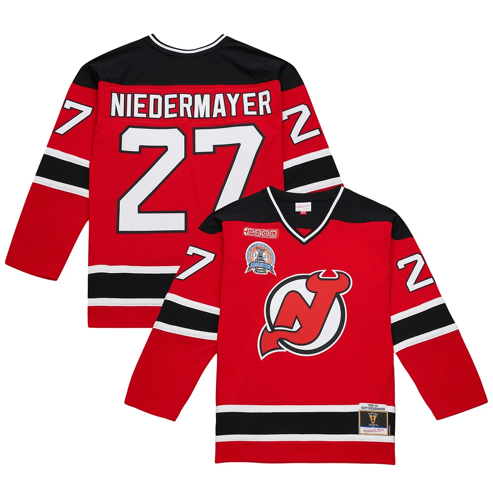 Maillot Mitchell & Ness Scott Niedermayer pour homme, rouge, New Jersey Devils, Big Tall 1999/00 Blue Line 2.0