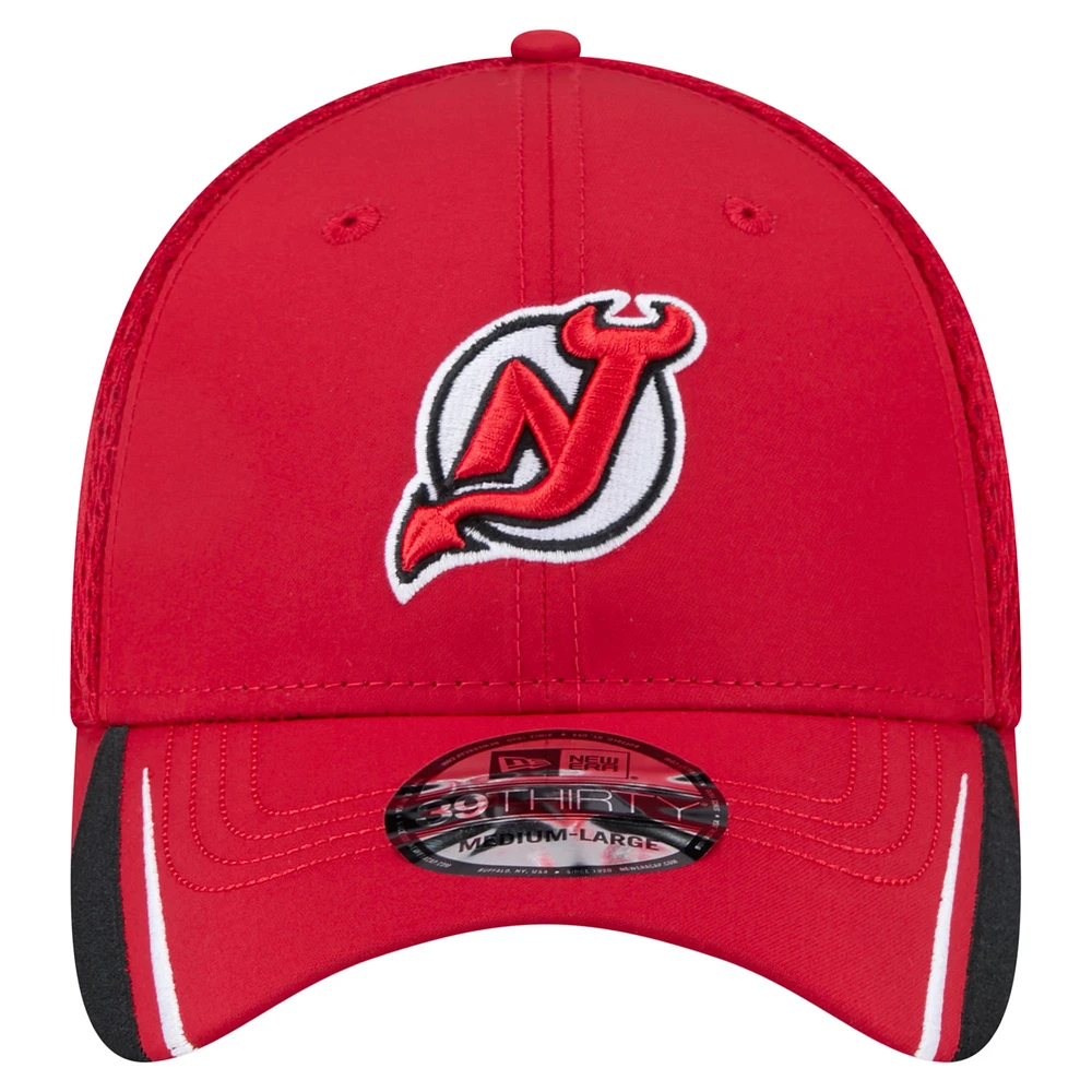 Casquette Linear Featherweight 39THIRTY Flex pour homme New Era Red Jersey Devils