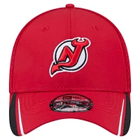 Casquette Linear Featherweight 39THIRTY Flex pour homme New Era Red Jersey Devils