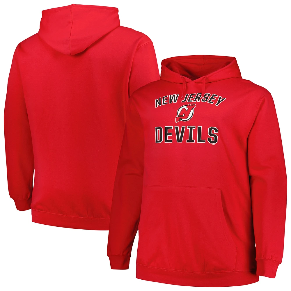 Sweat à capuche rouge pour hommes des Devils du New Jersey Big & Tall Arch Over Logo