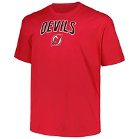 T-shirt profil rouge pour hommes des Devils du New Jersey Big & Tall Arch Over Logo