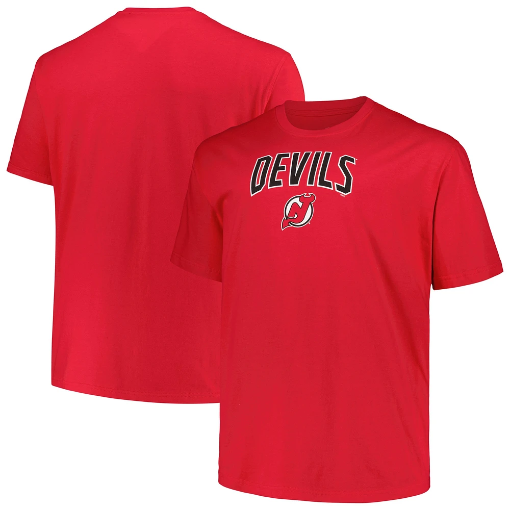 T-shirt profil rouge pour hommes des Devils du New Jersey Big & Tall Arch Over Logo